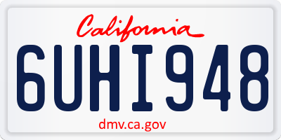 CA license plate 6UHI948