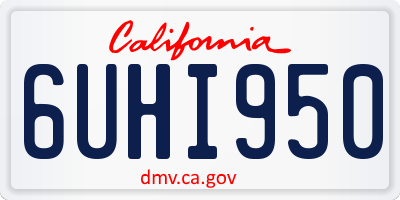 CA license plate 6UHI950