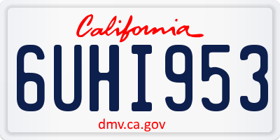 CA license plate 6UHI953
