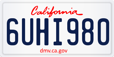 CA license plate 6UHI980
