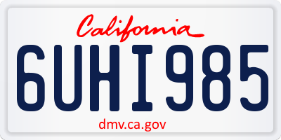 CA license plate 6UHI985