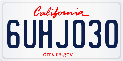 CA license plate 6UHJ030