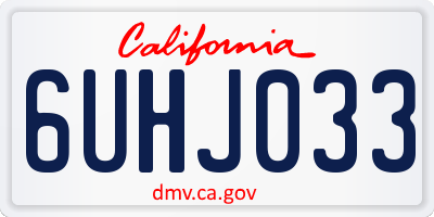 CA license plate 6UHJ033