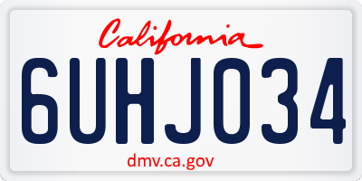 CA license plate 6UHJ034