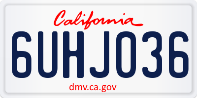 CA license plate 6UHJ036