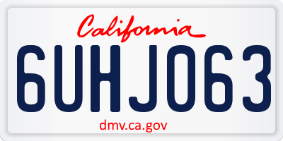 CA license plate 6UHJ063