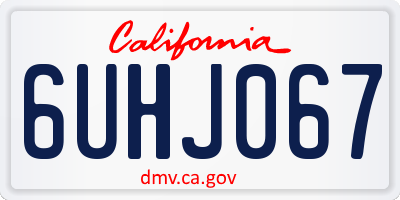 CA license plate 6UHJ067