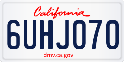 CA license plate 6UHJ070