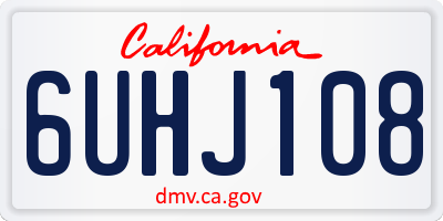 CA license plate 6UHJ108