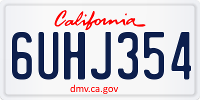 CA license plate 6UHJ354