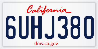 CA license plate 6UHJ380