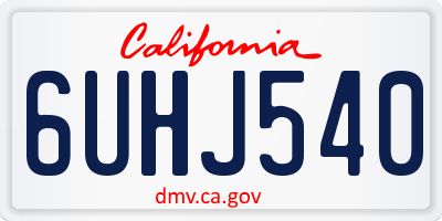 CA license plate 6UHJ540