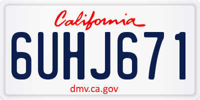 CA license plate 6UHJ671