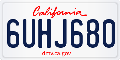 CA license plate 6UHJ680