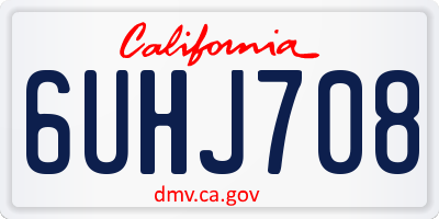 CA license plate 6UHJ708