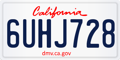 CA license plate 6UHJ728