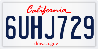 CA license plate 6UHJ729