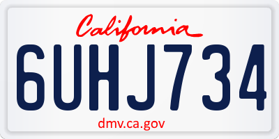 CA license plate 6UHJ734