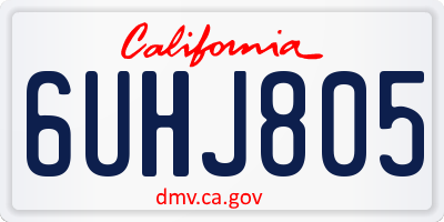 CA license plate 6UHJ805