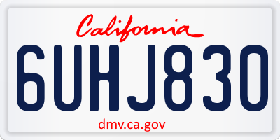 CA license plate 6UHJ830