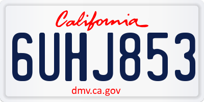CA license plate 6UHJ853