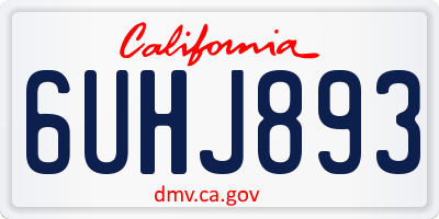 CA license plate 6UHJ893