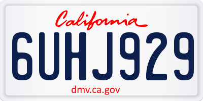 CA license plate 6UHJ929