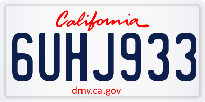 CA license plate 6UHJ933