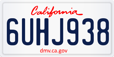 CA license plate 6UHJ938