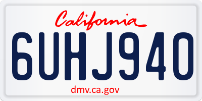 CA license plate 6UHJ940