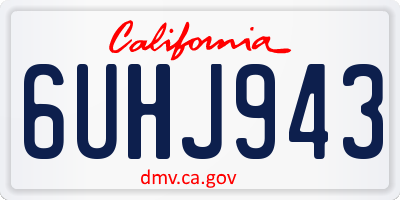 CA license plate 6UHJ943