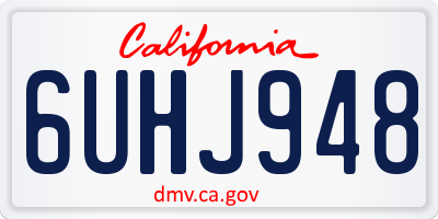 CA license plate 6UHJ948