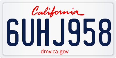CA license plate 6UHJ958