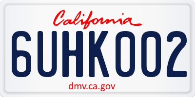 CA license plate 6UHK002