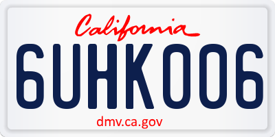 CA license plate 6UHK006