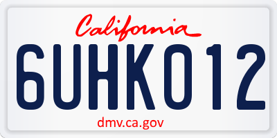 CA license plate 6UHK012