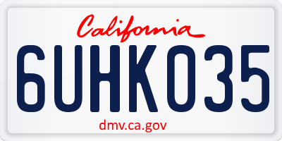 CA license plate 6UHK035