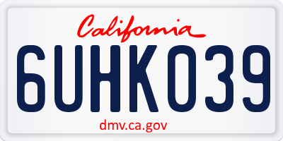 CA license plate 6UHK039