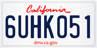 CA license plate 6UHK051