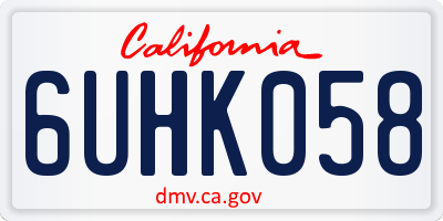 CA license plate 6UHK058