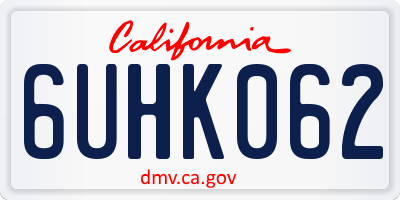 CA license plate 6UHK062