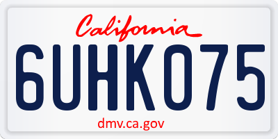 CA license plate 6UHK075