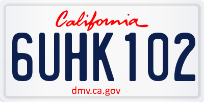 CA license plate 6UHK102
