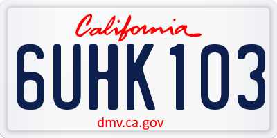 CA license plate 6UHK103