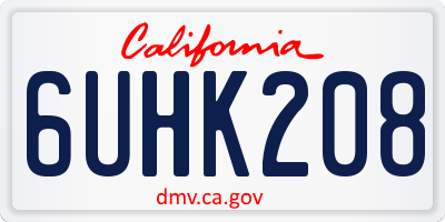 CA license plate 6UHK208