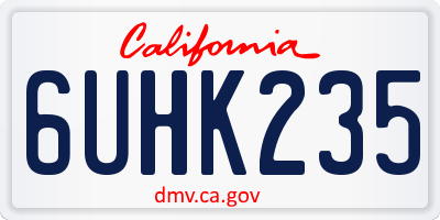 CA license plate 6UHK235