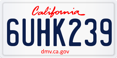 CA license plate 6UHK239