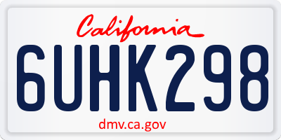 CA license plate 6UHK298
