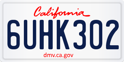CA license plate 6UHK302
