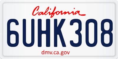 CA license plate 6UHK308
